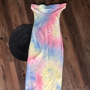 Tube top tie dye dress